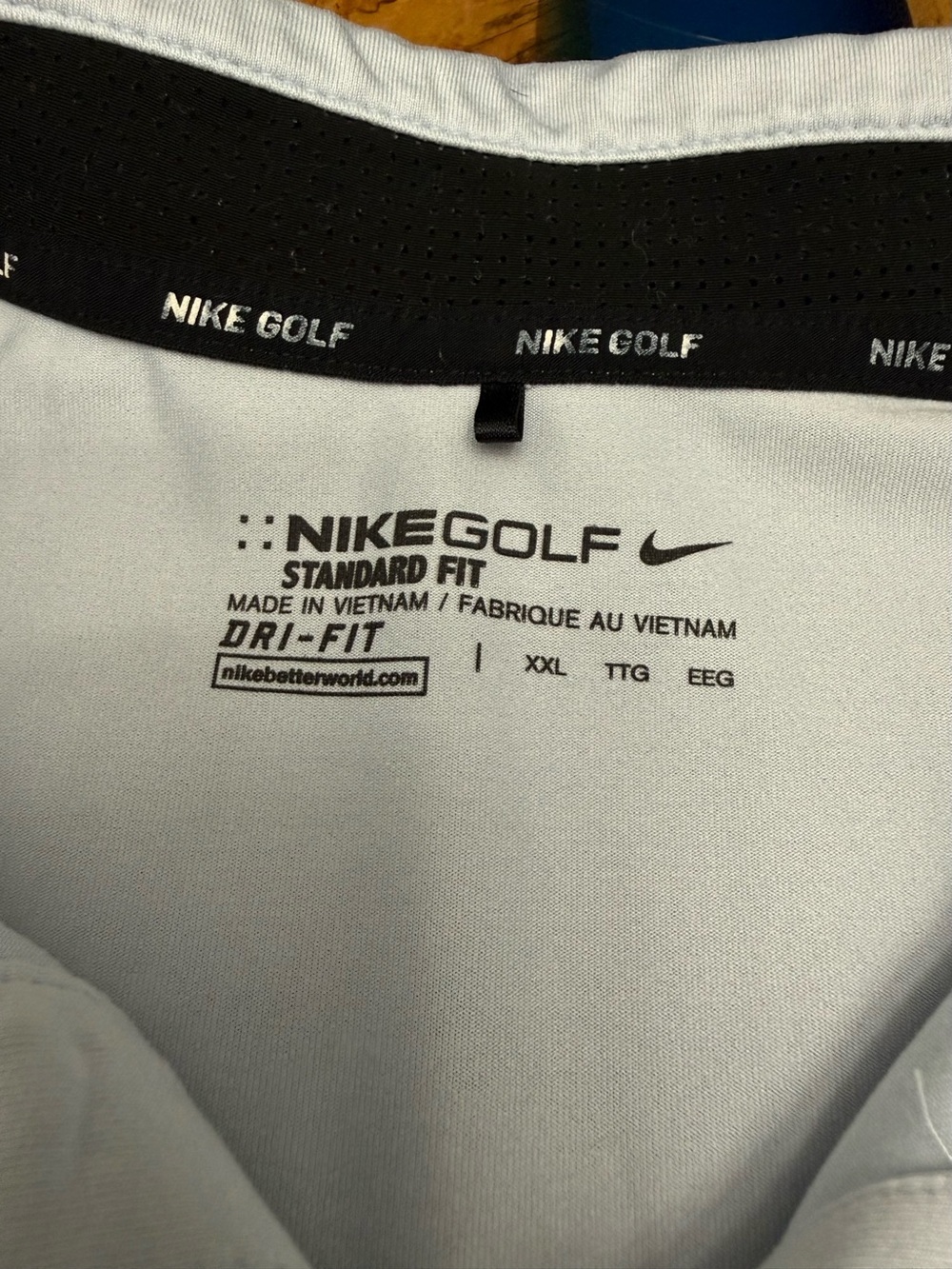 Nike Golf Dri-FIT Presidents Cup Polo Shirt XXL Blue White Striped Performance - Picture 2 of 8